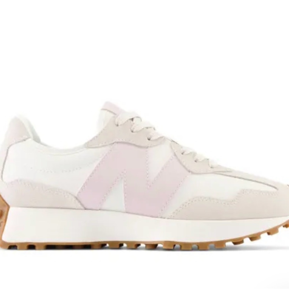 New Balance 327 Women's Beige and Light Pink Sneakers.